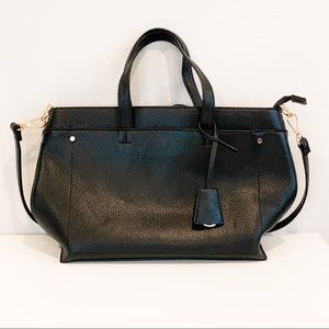Black Vegan Leather Convertible Shoulder Bag